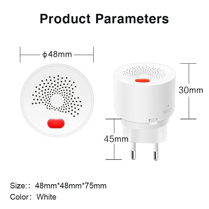Tuya Smart Zigbee Natural Gas Sensor With High Sensitivity For Fire Safety, Designed For Kitchen LPG Leakage Detection.