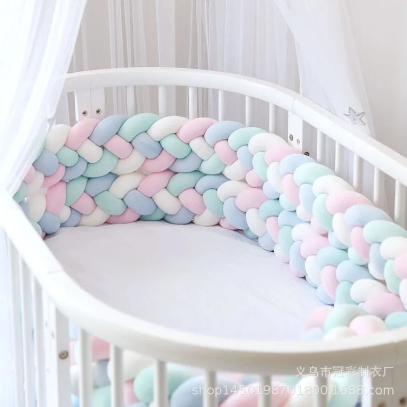 Multifunctional Baby Playpen Bed Bumper with Braided Knot Ball and