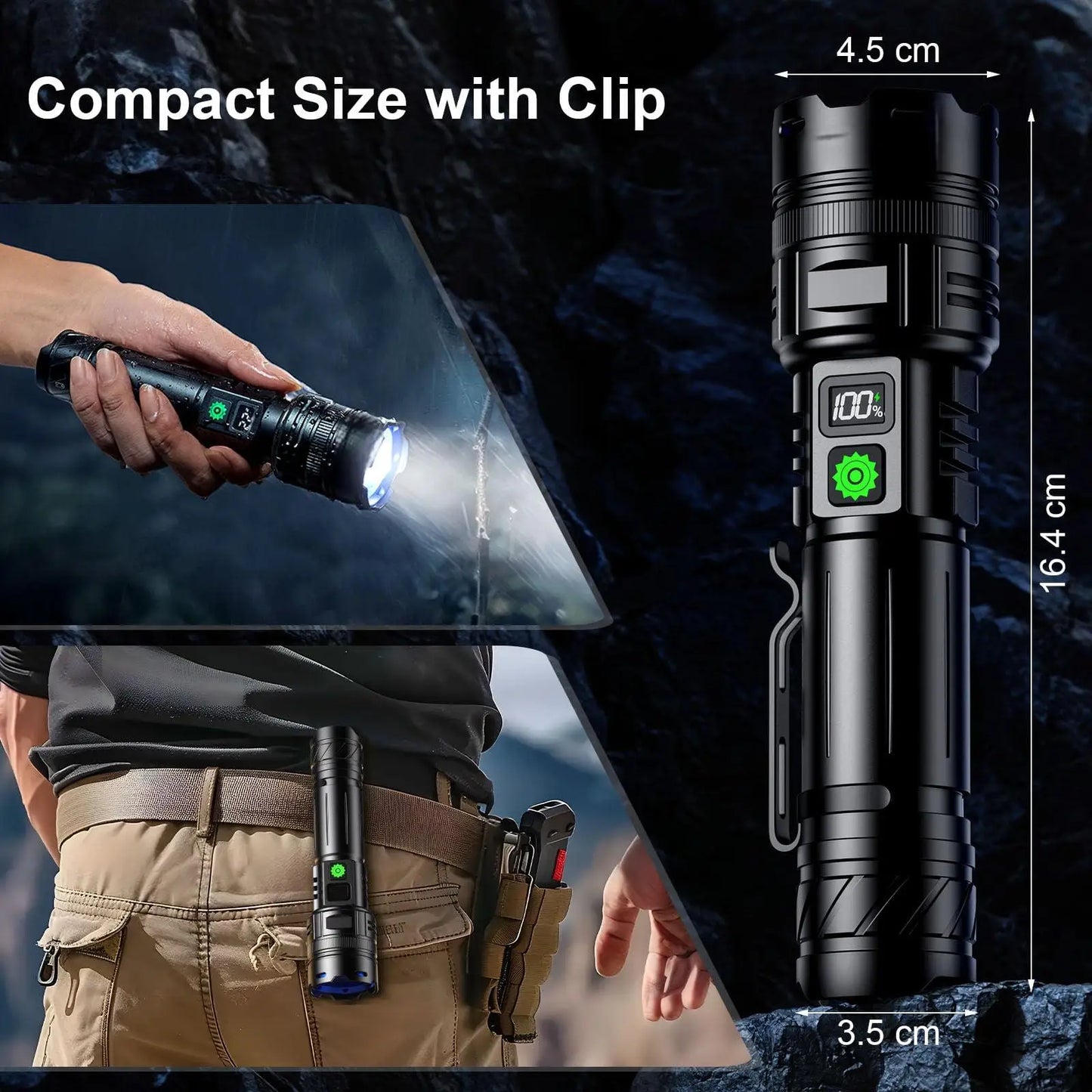 Powerful 1000000 High Lumen LED Flashlight Super Bright Rechargeable Portable Ultra Power USB C Torch lamp Outdoor Emergency use