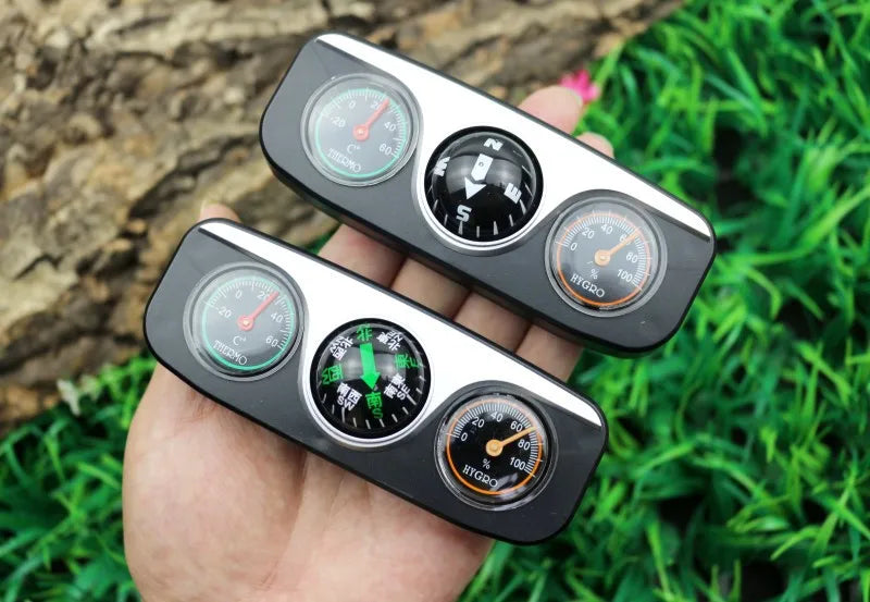 Outdoor Outing Car Guide Ball Self-driving Tour Compass with Thermometer Car Interior Decoration Accessories