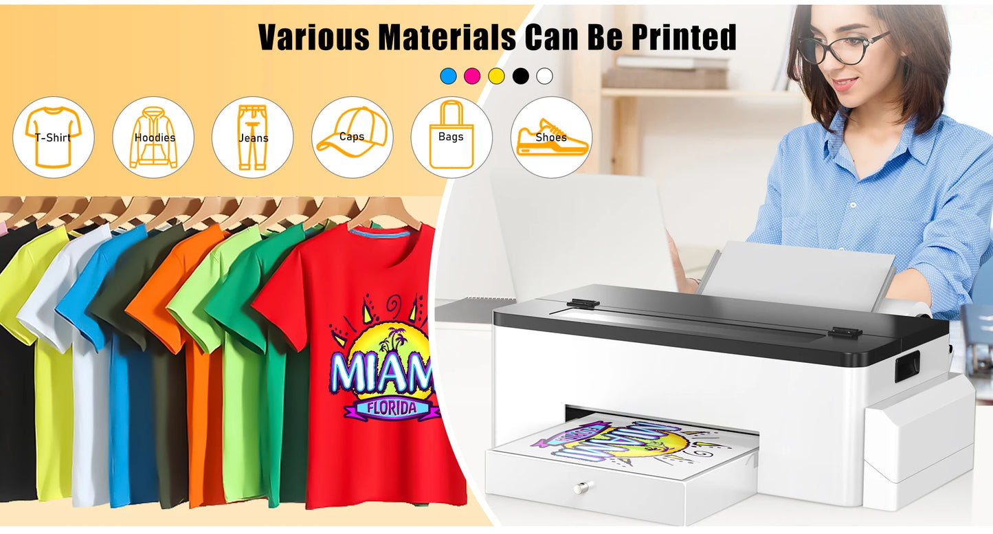 OYfame L1800 impresora dtf A3 Directly To Film dtf a3 textil printer for jeans hoodies clothes fabric tshirt printing machine A3