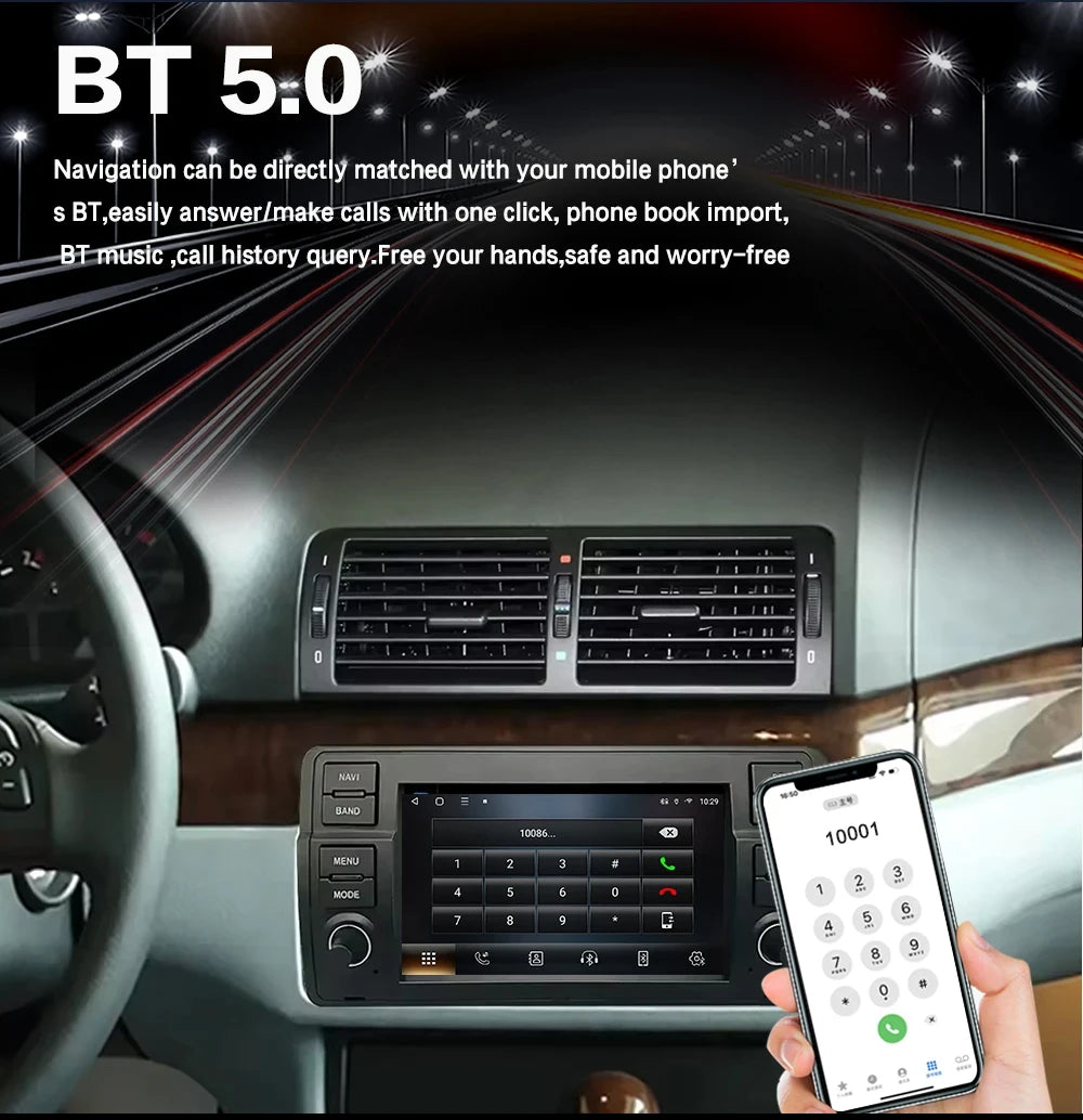 Junuse Car Multimedia Player For 3 Series BMW E46 M3 318/320/325/330/335 1998-2005 7" Android 13 GPS Radio CarPlay Navigation
