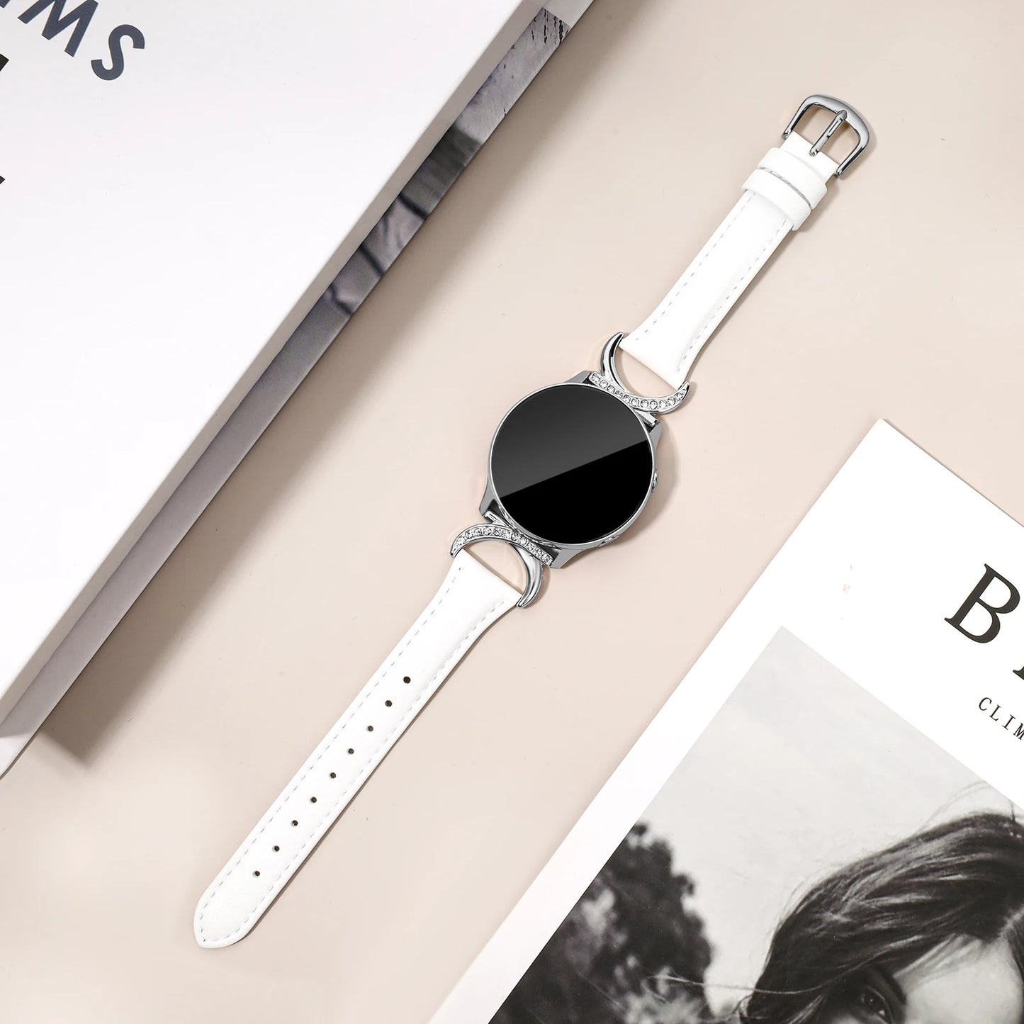 Leather strap compatible with Samsung Galaxy Watch 7/6/5/4 Classic strap 40/42/44/43/45/46/47mm Stylish 20mm strap for women