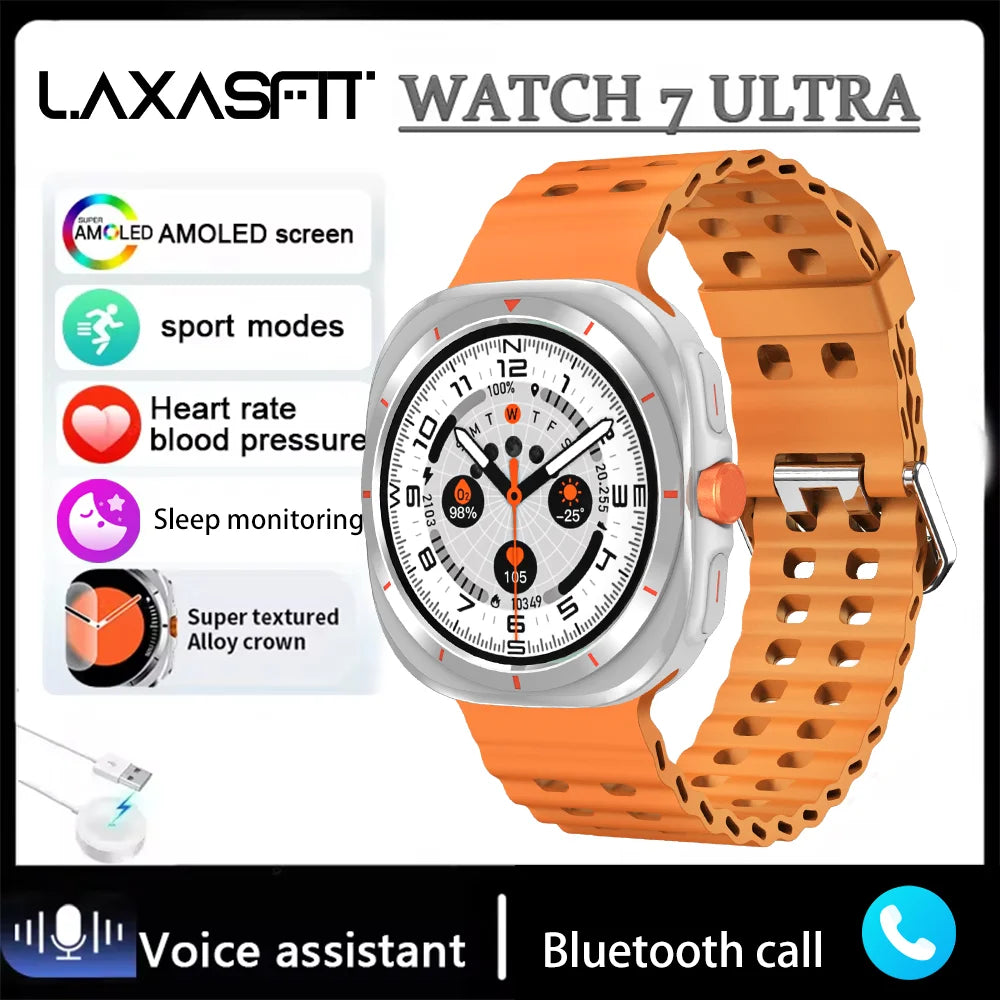 LAXASFIT Watch 7 Ultra Smartwatch Bluetooth Talk HD AMOLED Screen Fitness Tracker Health Monitoring Smartwatch for Android IOS