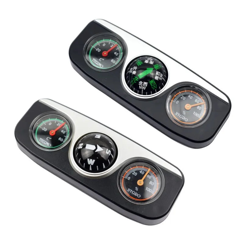 Outdoor Outing Car Guide Ball Self-driving Tour Compass with Thermometer Car Interior Decoration Accessories