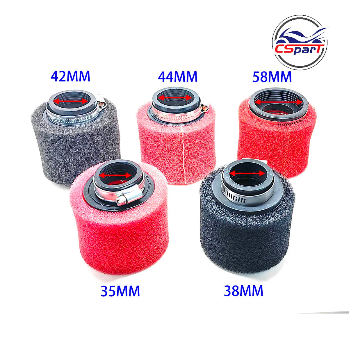 32mm 35mm 38mm 42mm 44mm 58mm straight Neck Foam Air Filter Sponge Cleaner Moped Scooter Dirt Pit Bike Motorcycle RED Kayo BSE