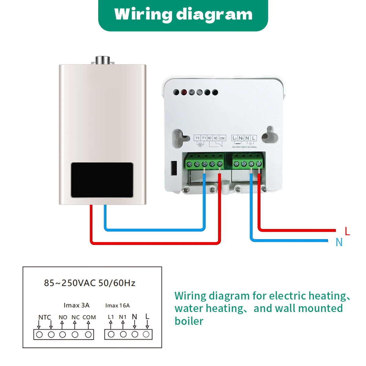 Tuya Wifi Boiler Thermostat Wireless Heating Room Thermostats Wifi Battery Operated Gas Boiler Water Heating Alexa Google Home