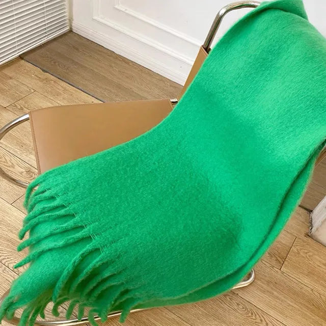 Solid Color Women Thick Shawl Scarf Winter Warm Fashion Pashmina Scarves Long Tassel Hijab Stole Bufanda Mujer