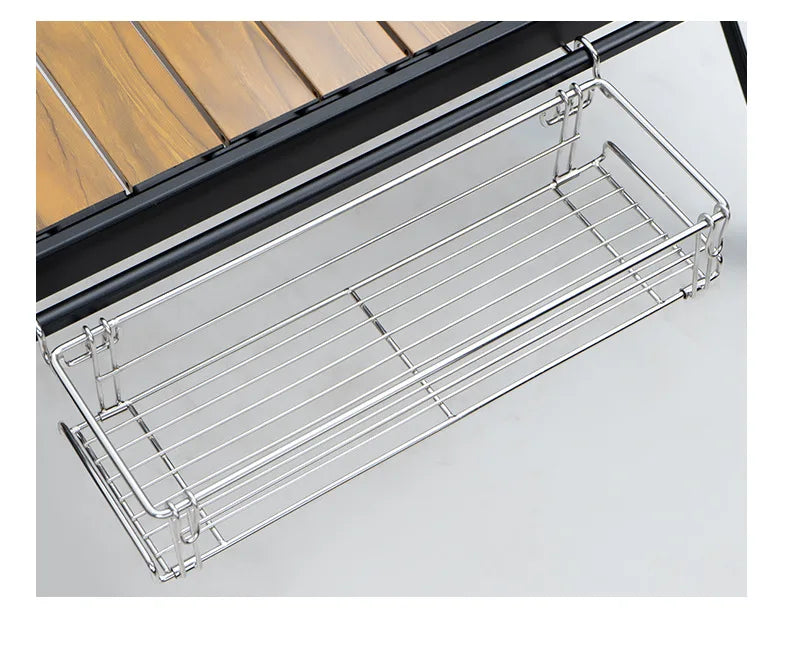 Outdoor Aluminum Table Side Storage Rack Hanging Mesh IGT Table Expansion Bracket Folding Table Extension Basket Folding Rack