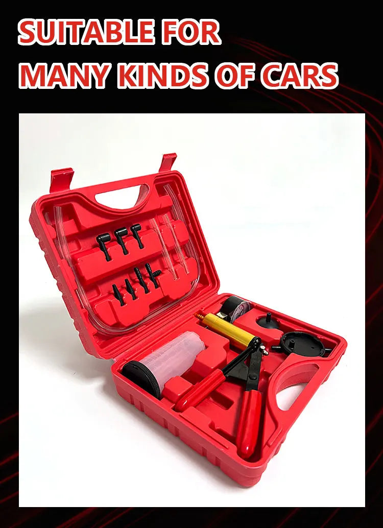 2 in 1 Brake Bleeder THand Held Vacuum Pump Test Vacuum Purge Coolant Refill Tool Gauge Adapters Auto Brake Fluid Bleeding Set