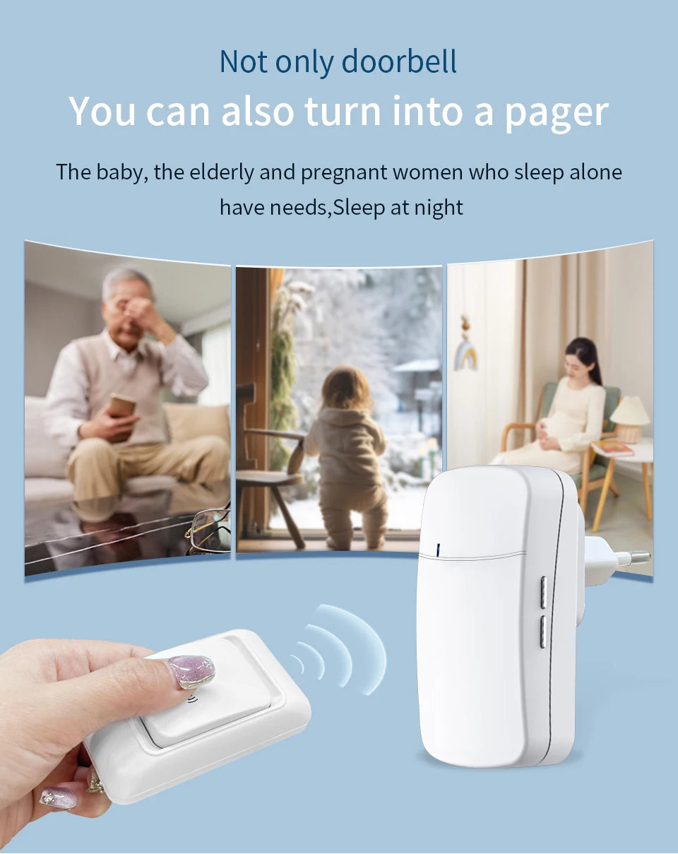 Outdoor Wireless Doorbell US/EU Plug 38 Ringtones Melodies Waterproof 150m Range House Chime Kit Welcome Chime Home Door Bell