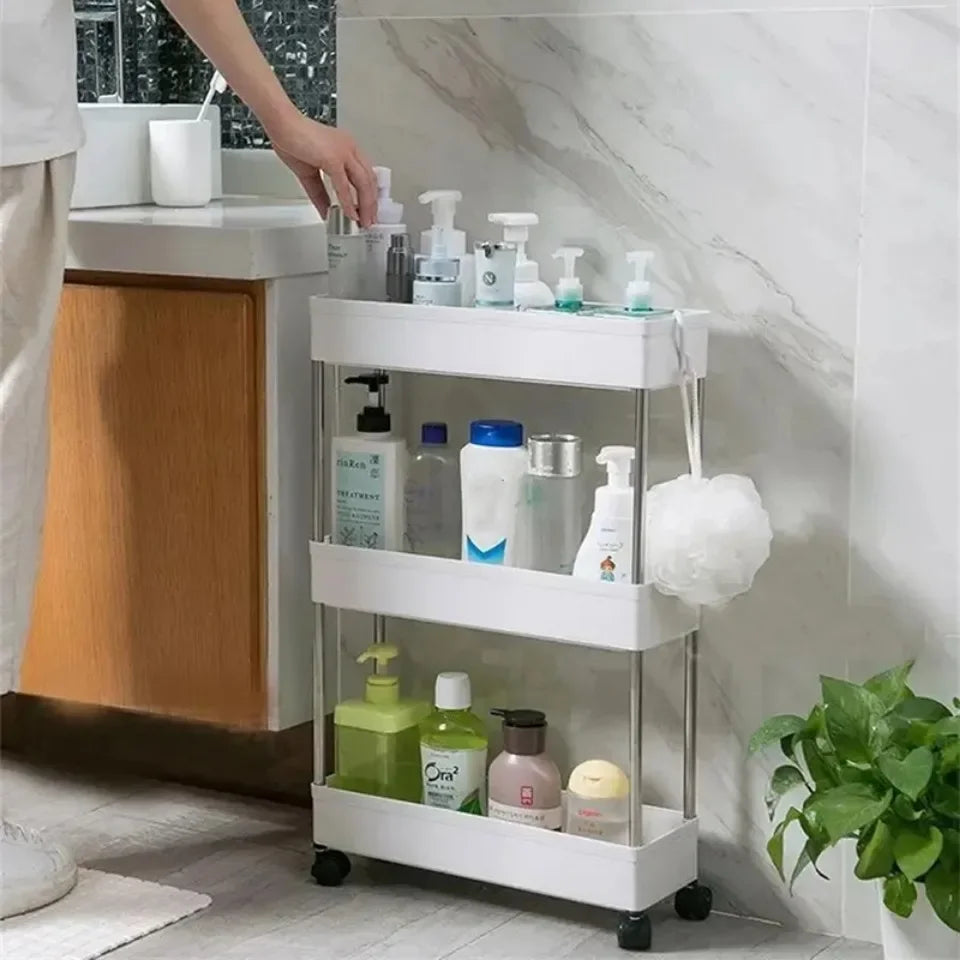 1pc 3/4 Tier Rolling Storage Cart High Capacity Storage Shelf Movable Gap Storage Rack Kitchen Bathroom And Livingroom Organizer