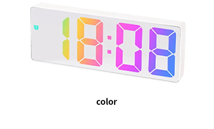 Led Digital Intelligent Electronic Clock Kitchen Timer Bedroom Bedside Alarm Clock Fashion Dazzling Color Transparent Screen
