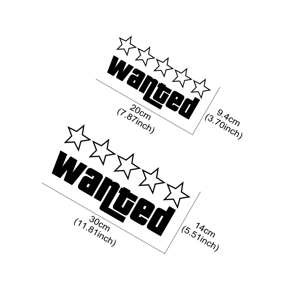 Wanted Pentagram Car Stickers Vinyl Decals Decor Rear Windshield Window Glass Bumper Body Scratches Waterproof Auto Accessories