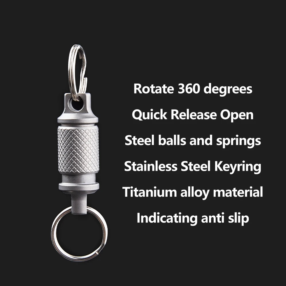 EDC Titanium Alloy Keychain Quick Release Buckle 360 ° Rotation Mini Portable Connector Tool With Stainless Steel Keyring