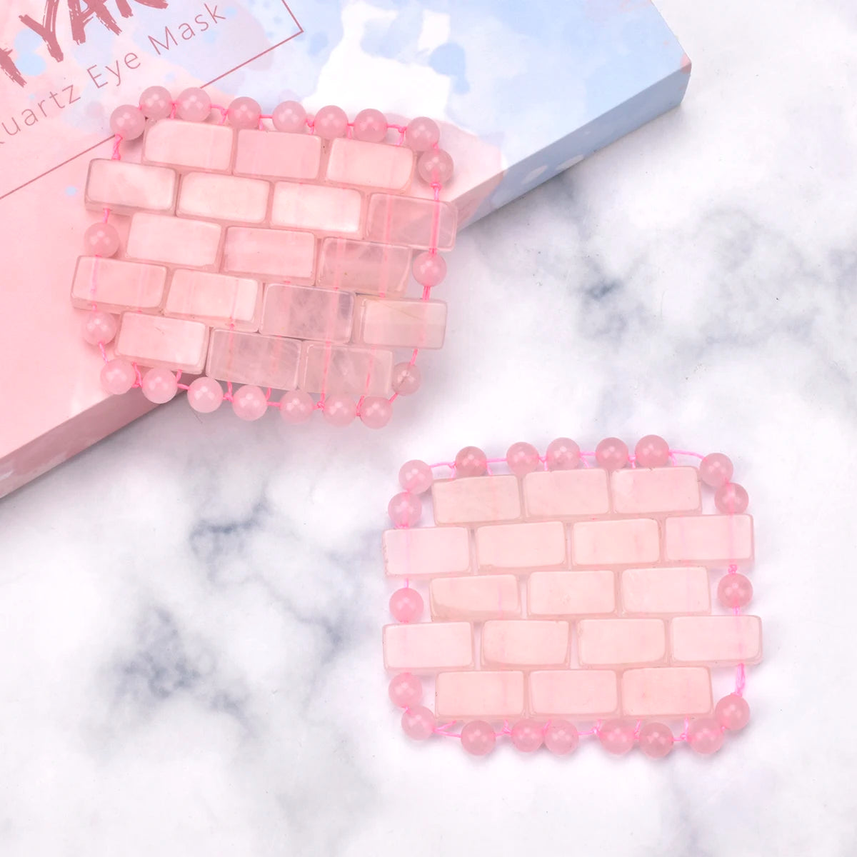 1 Pair Natural Jade Eye Sleep Mask Premium Rose Quartz Pink Eye Stickers Anti-Aging Stone Eye Mask Reduce Wrinkle Eye Lines