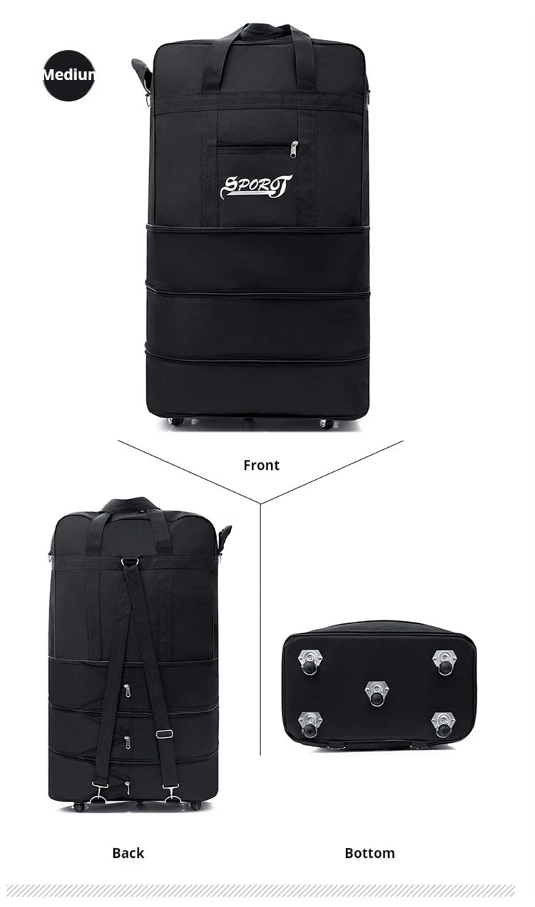 Expanding Traveling Backpack Hiking Folding Travel Women Bags Multi-layer Expansion Travel bag Universal Wheel Moving Bag