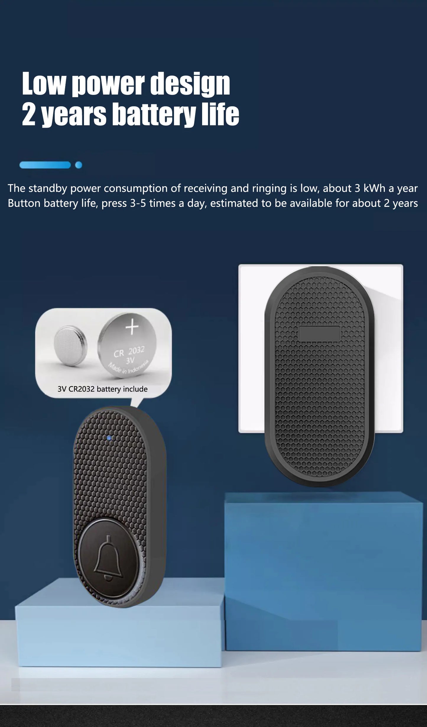 Wireless Doorbell Home Welcome Smart Door bell Sets Home Outdoor Kinetic Ring Chime Doorbell 32 Songs Melodies Sound