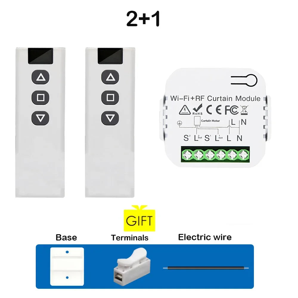 Tuya Smart Life WiFi 433Mhz Blind Curtain Switch with RF Remote for Electric Roller Shutter Google Home Alexa Smart Home Control