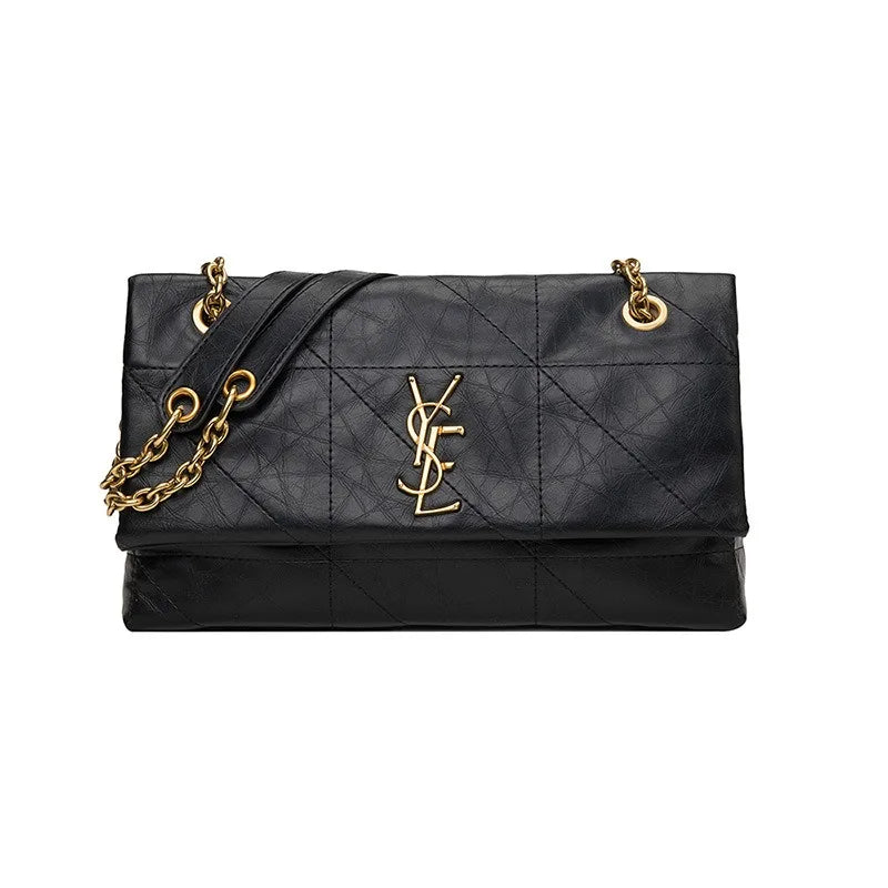 New Xiaoxiangfeng Ling grid chain genuine leather Ling grid bag armpit diagonal cross bag