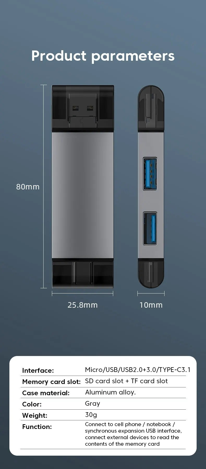 USB 3.0 7 in 1 Multi-Function Card Reader High-Speed Transfer Universal SD/TF Card PC Notebook Accessories High-Speed Card Reade