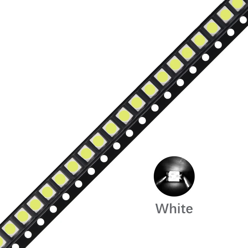 100Pcs 3528 SMD LED Diode Chip Warm White Red Green Blue Yellow Orange UV Purple Pink RGB PLCC2 PLCC-4 Lamp Light Beads Emitting