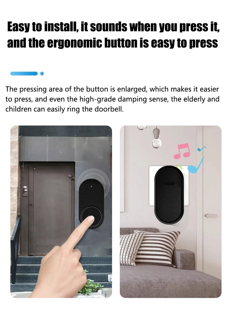 Wireless Doorbell Home Welcome Smart Door bell Sets Home Outdoor Kinetic Ring Chime Doorbell 32 Songs Melodies Sound