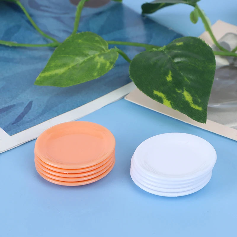 5pcs 1:12 Dollhouse Miniatures Dishes Plate Pretend Play Kitchen Accessories Toy