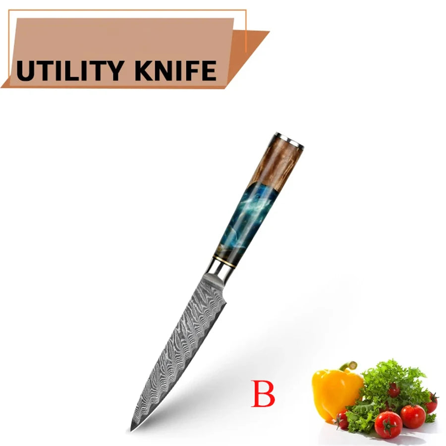 1PC ,Kitchen Knife Damascus Steel Slicing Knife Meat Cleaver Knife Utility Knife Cooking Tools Creative Knife Kitchen stuff