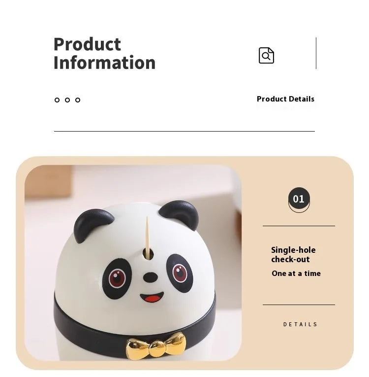 1pc Toothpick Box Household Panda Creative Toothpick Canister Toothpick Jar Toothpick Bucket Floss Box Cotton Swab Storage Box