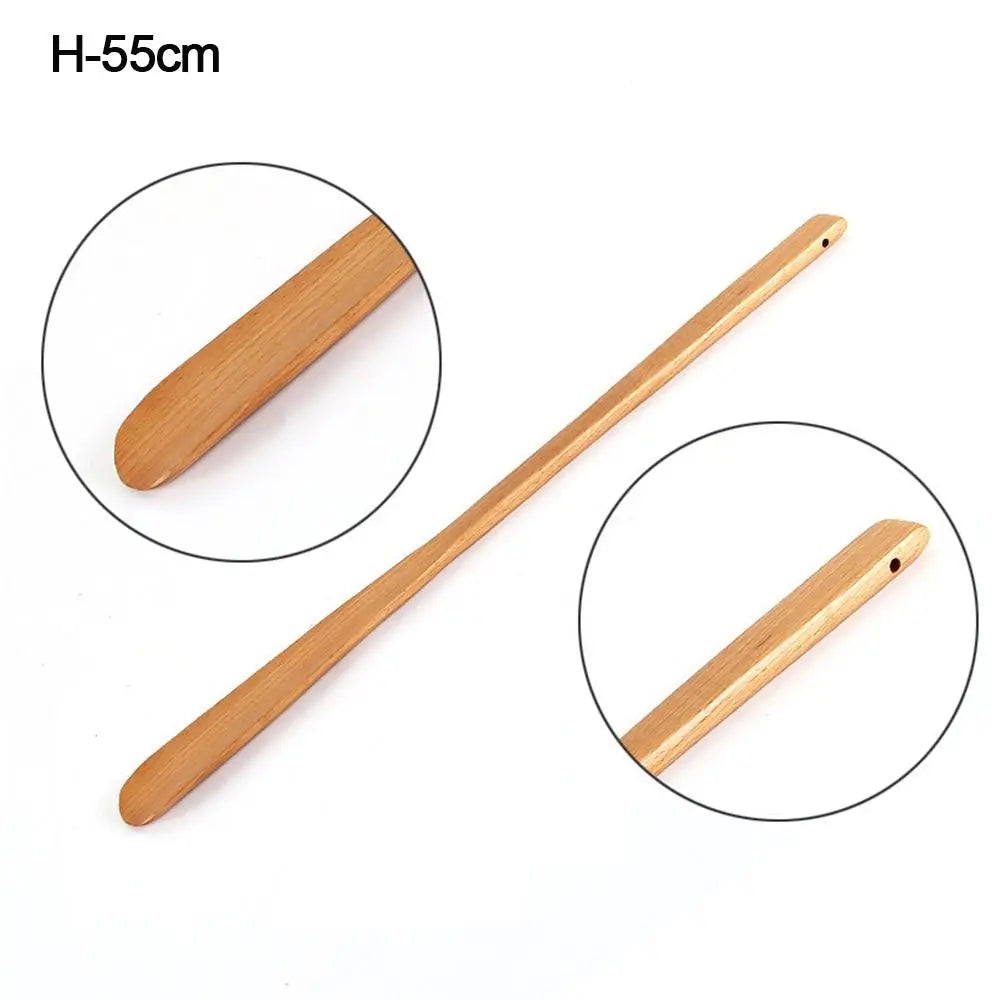Portable Wooden Shoe Horn Easy On Off Long Handle Hanging Loop Without Bending Over Shoe Horn For Seniors Pregnant Women