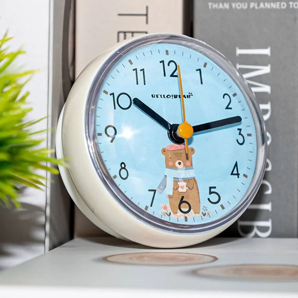 Mini Sucker Wall Clock Bathroom Anti-Fog Waterproof 7cm Kitchen Toilet Small Quartz Table Clock
