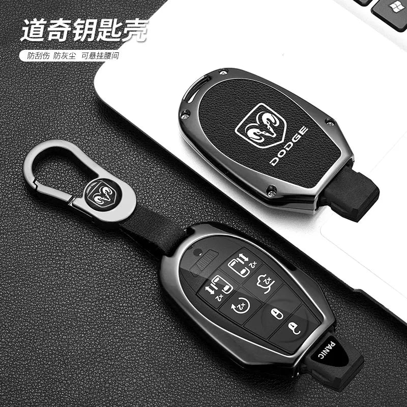 Leather+TPU Car Remote Key Case Cover Shell For Dodge Durango Magnum Journey Ram Challenger Charger Protector Holder Accessories