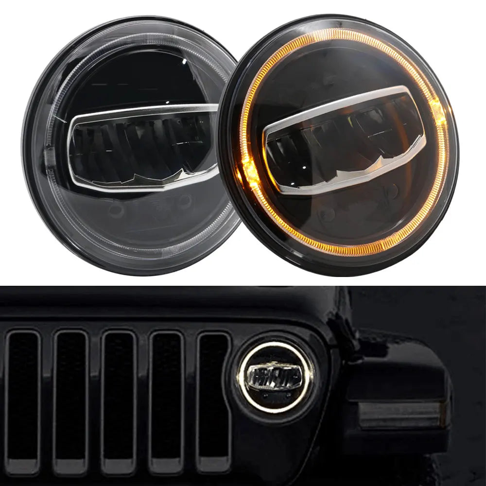 Car Motorcycle 7 Inch Led Headlight DRL Halo Amber Turn Light For Jeep Wrangler JK TJ CJ LJ Lada Defender Suzuki Hummer Headlamp