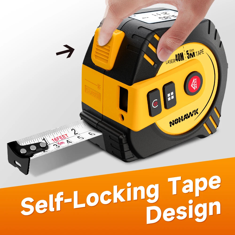 Nohawk 40m/80m Laser Tape Measure Tape Measure Measuring Tool Laser Distance Meter Steel Tape Measure USB Rechargeable