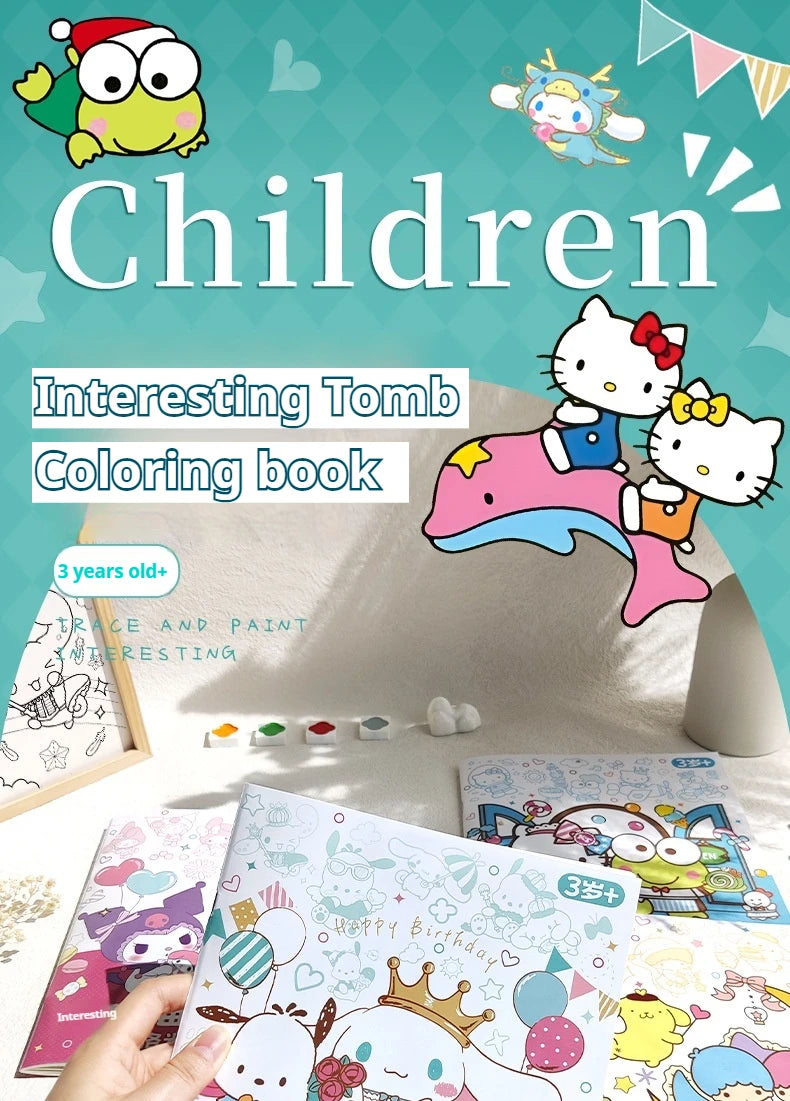 New Sanrio Kuromi Painting Notebook Children'S Sketching Coloring Copy Notebook Elementary School Cartoon Anime Line Draft
