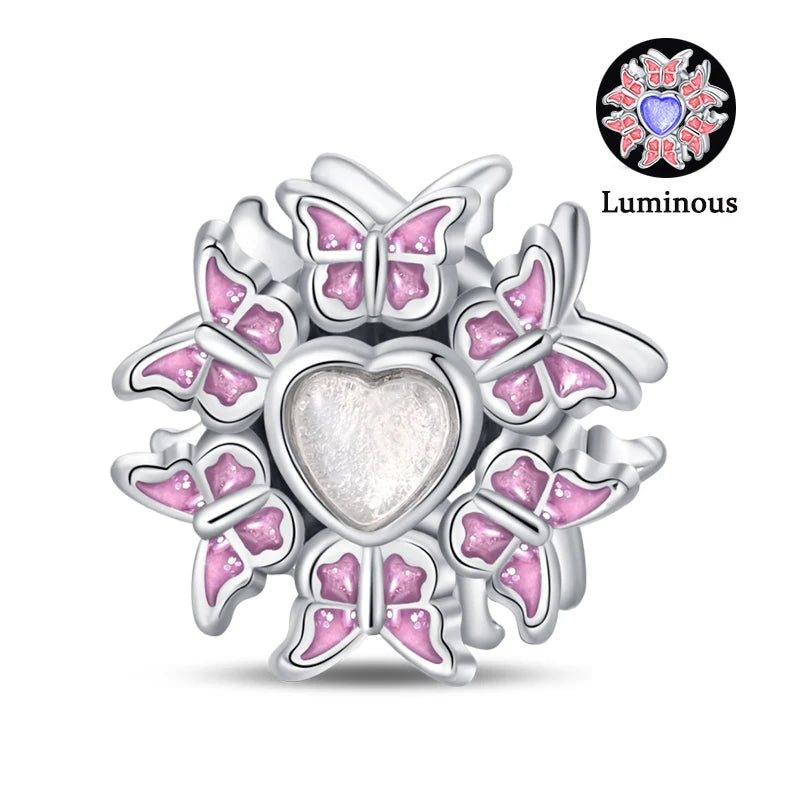 925 Sterling Silver Princess Powder Series Exquisite Daily Bow Sweet Charms Beads Fit Pan Original Bracelets DIY Jewelry