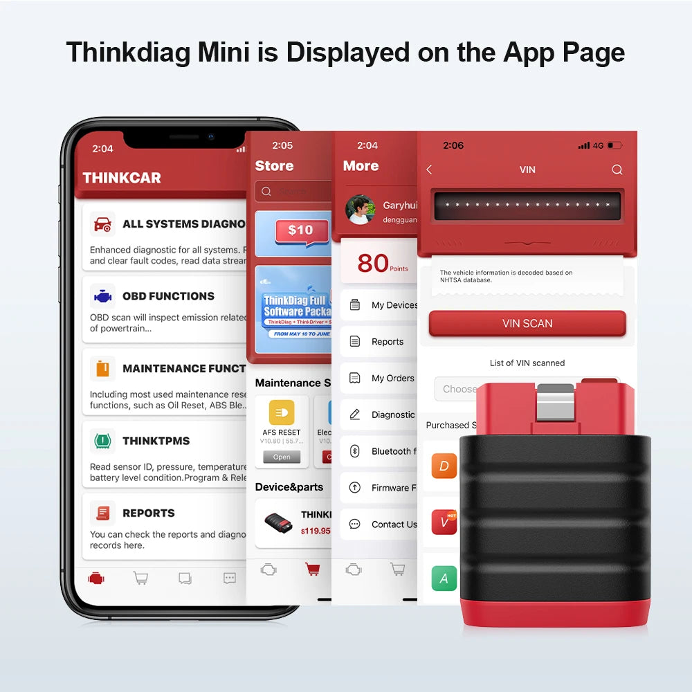 THINKCAR THINKDIAG MINI Auto OBD2 Bluetooth Scanner Full System Diagnostic All Car Lifetime Free Automotive Diagnosis Scan Tool