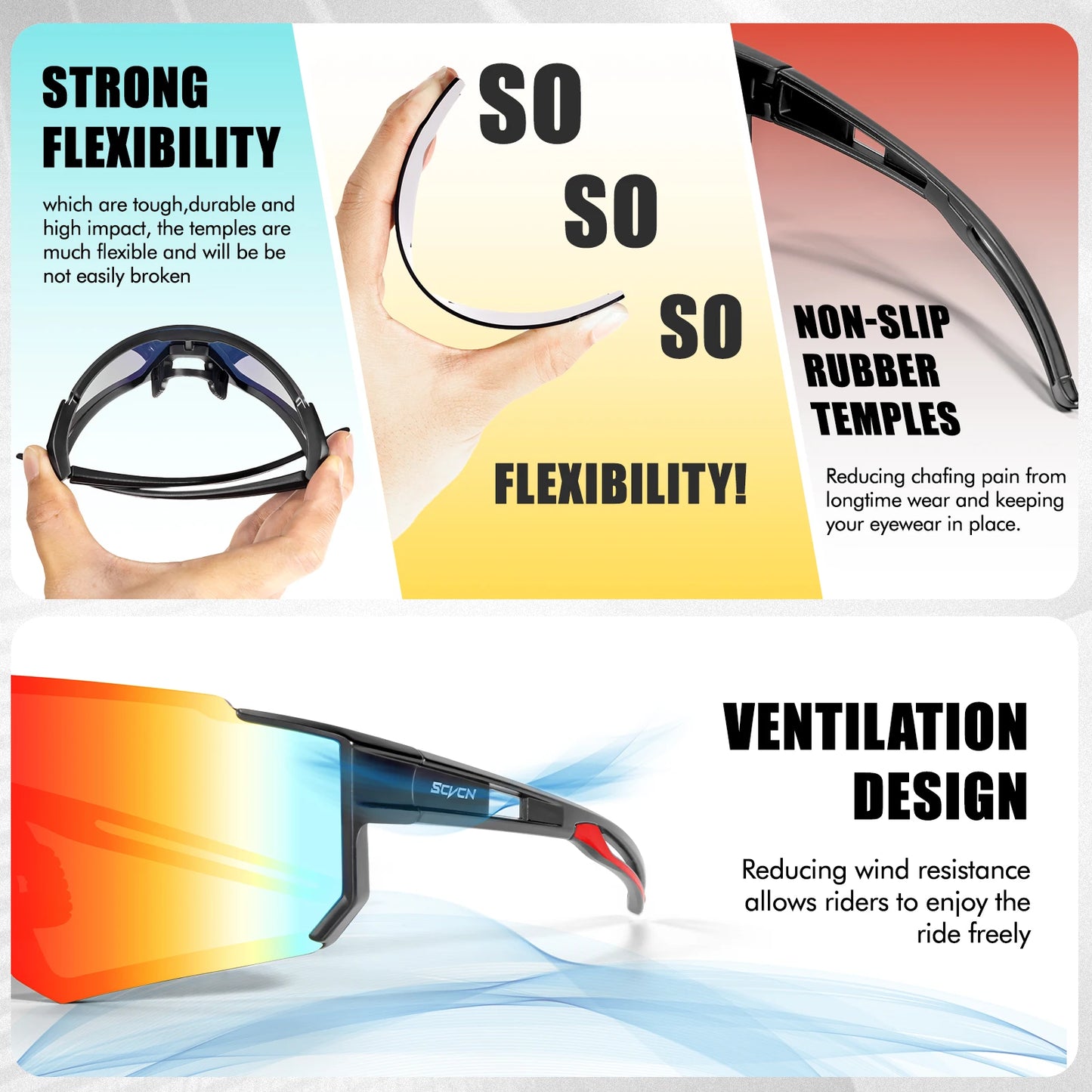 SCVCN Cycling Glasses Bike Sunglasses Men UV400 Eyewear Sports MTB Outdoor Goggles Bicycle Women Sunglasses Multi Color Riding