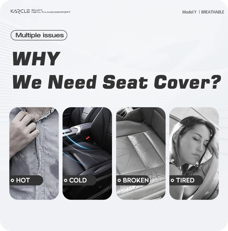 For Tesla Model 3 /Y Car Seat Cover For 2020-2025 Tesla Model 3/Y 5-Seat Ice Silk Seat Cushion Summer Breathable Car Accessories