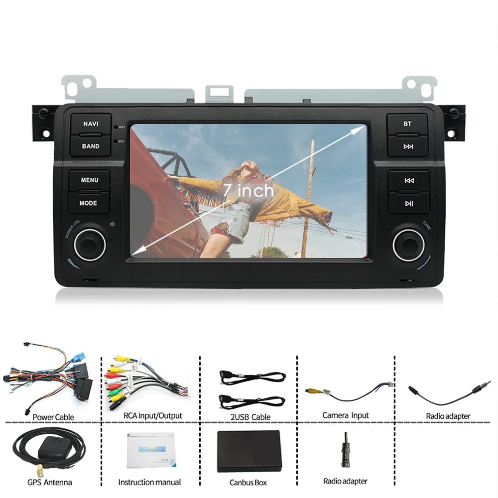 Junuse Car Multimedia Player For 3 Series BMW E46 M3 318/320/325/330/335 1998-2005 7" Android 13 GPS Radio CarPlay Navigation