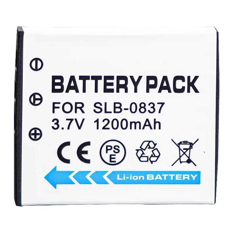 3.7V 1200mAH SLB 0837 SLB0837 SLB-0837 Camera Battery + USB Charger Suitable for Samsung Camera NV3 NV5 NV7 I5 I6 I50 I70 L73