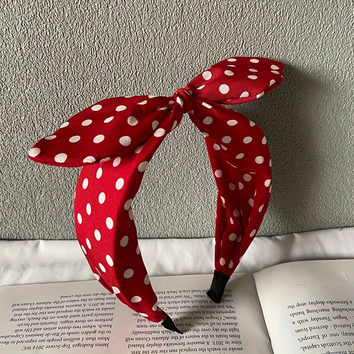 Wave Dot Rabbit Ear Bow fashionable Hair Hoop for Women's Dress up