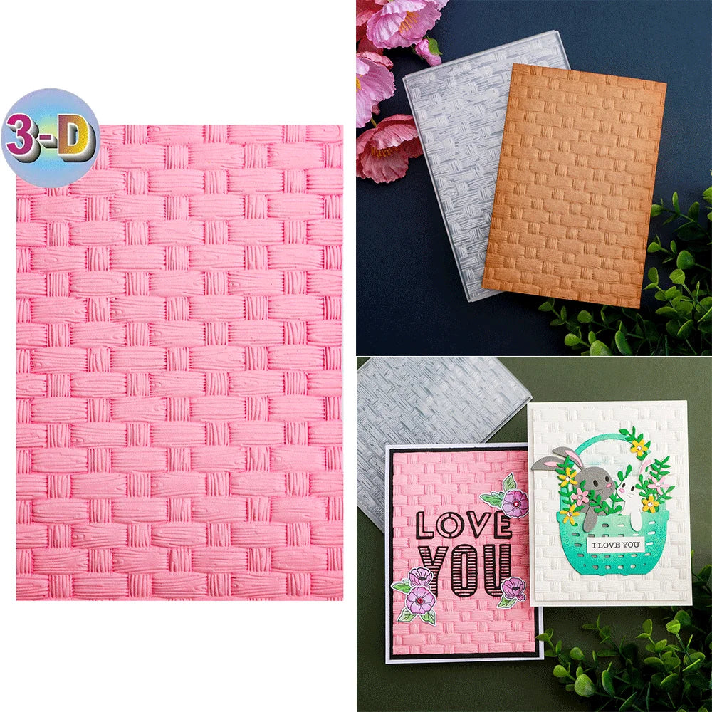 Woven 3D Embossing Folder for Card Making & Scrapbooking - Durable Plastic, Easy Embossing - Perfect for DIY Craft Projects