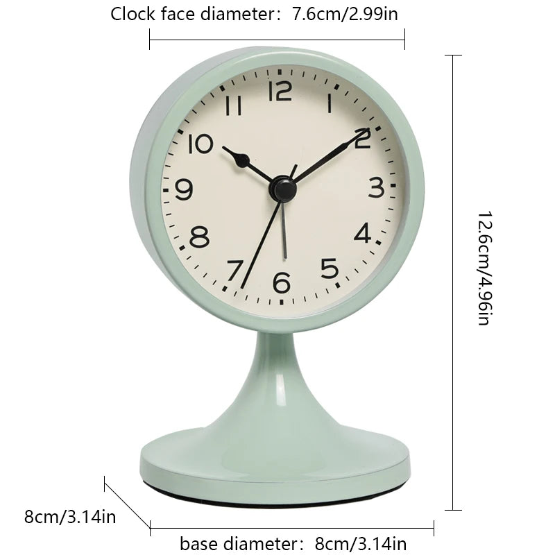 1 piece retro metal quartz alarm clock, silent bedside night light desk clock, home decoration, holiday gift (excluding battery)