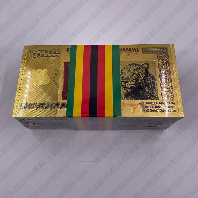 Zimbabwe One Vigintillion Dollars Gold Plated Banknote 24k Gold Banknote With UV Light  For Souvenir And Collection Gifts