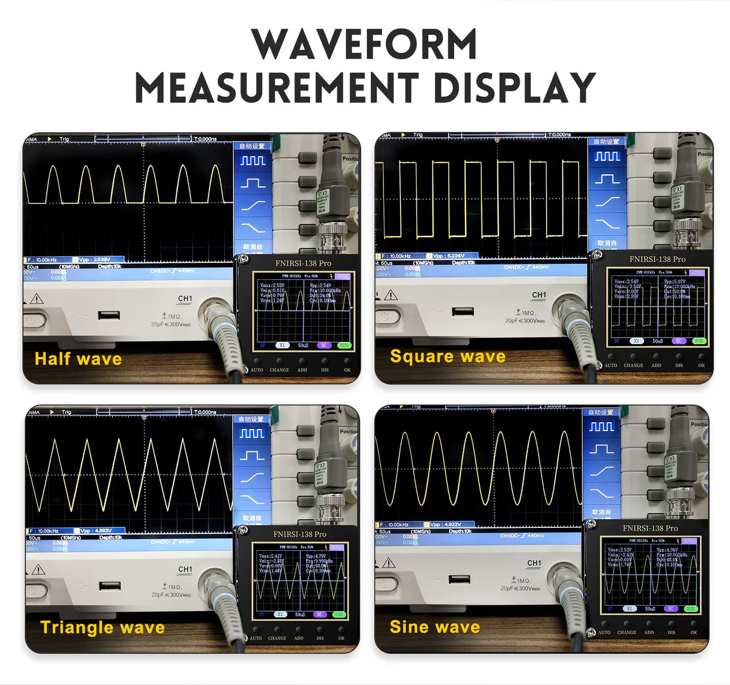 FNIRSI-138 PRO DSO152 Handheld Digital Oscilloscope 2.5MSa/s 200KHz Analog Bandwidth Support AUTO,80Khz PWM And Firmware Update