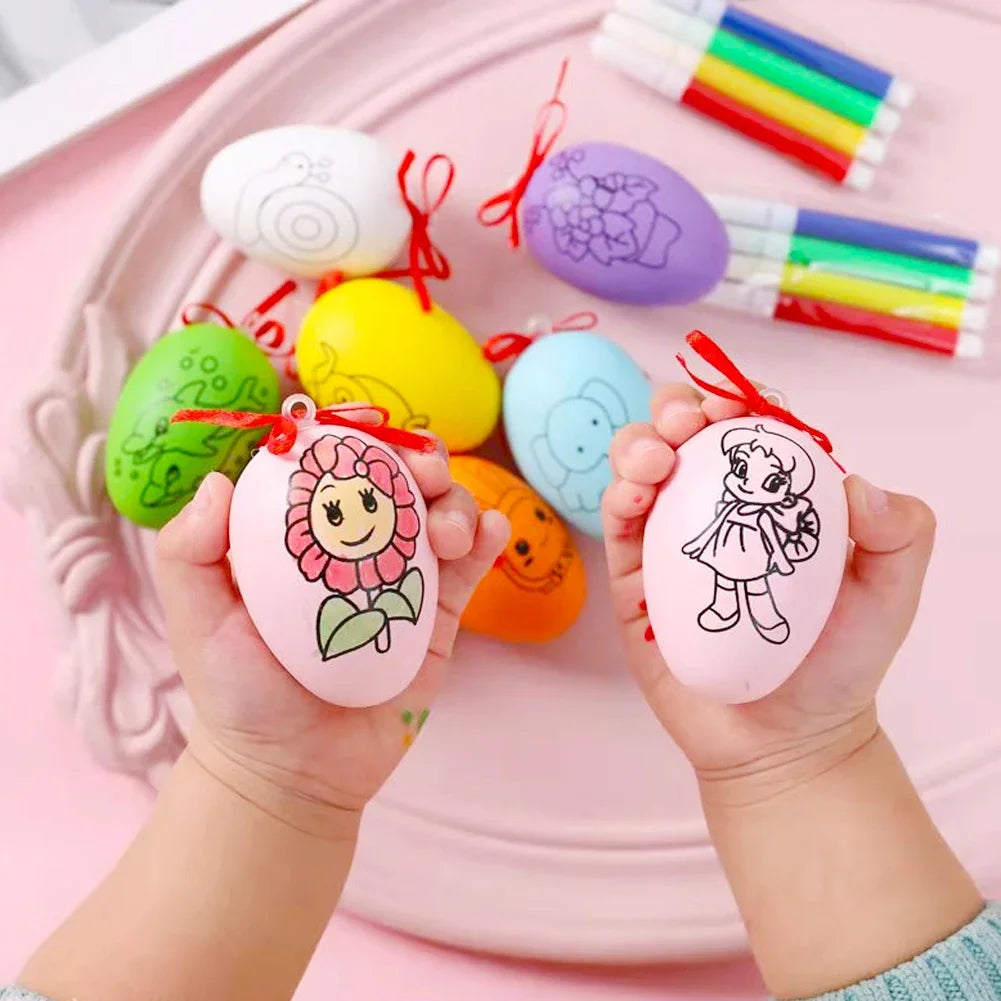 12Pcs Easter Egg Tree Pedant Foam Eggs Hanging Ornaments Easter Home Decoration 2024 Holiday Party Supplies Kids Gifts