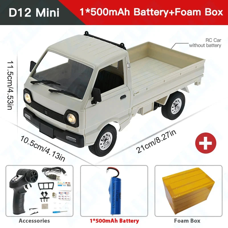 ZWN 1:12/1:16 Retro Rc Car With LED Lights Full-scale Simulation Vehicle Professional 4WD Remote Control Pickup Truck Model Toys