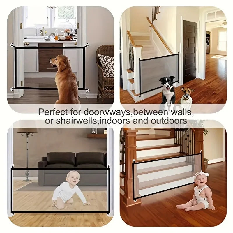 Pet Barrier Fences Portable Folding Breathable Mesh Child Safety Gate Pet Baby Separation Guard Isolated Fence Dog Accessories